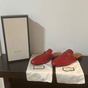 GUCCI
Princetown horsebit-detailed leather slippers